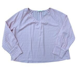 Calvin Klein Women's Pink Textured Chiffon Long Sleeve Blouse Size XL